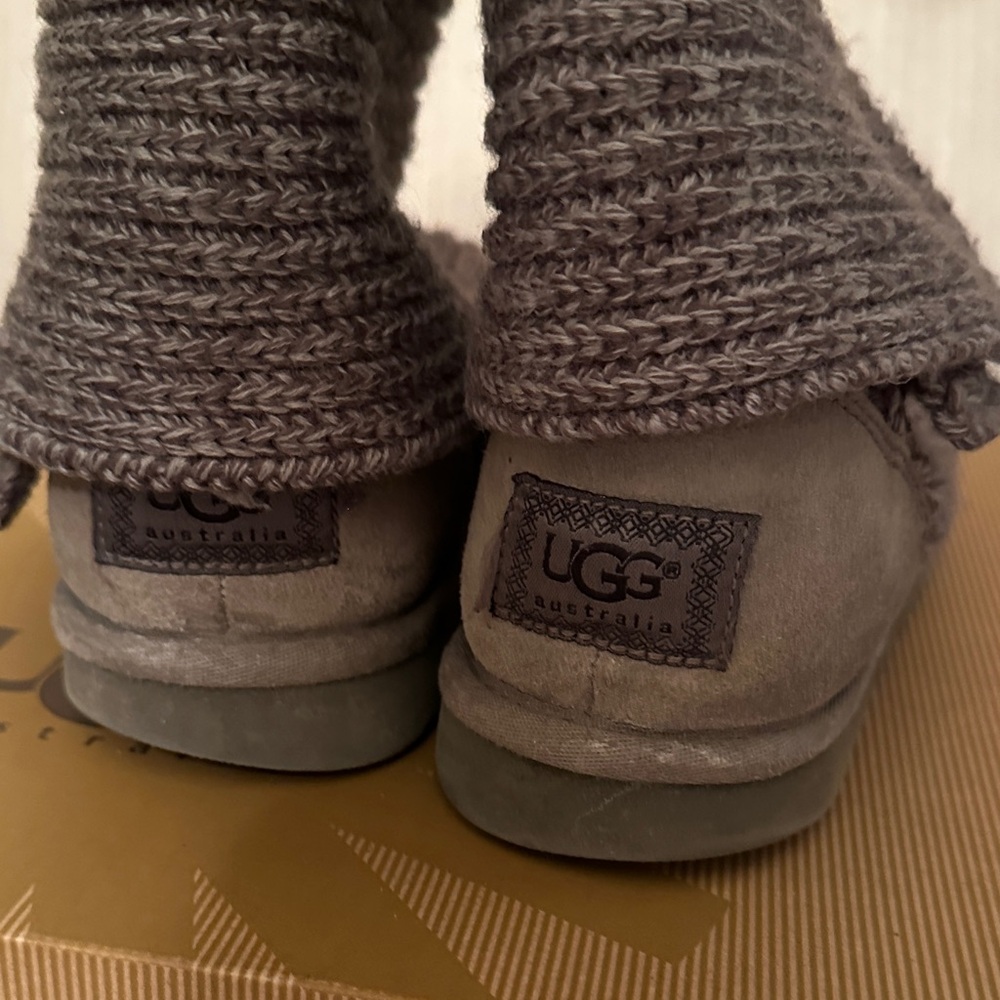UGG Knit/Suede Button Boots - Gray - Picture 4 of 6